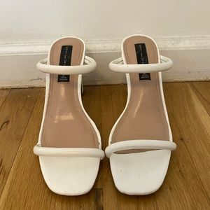 Steve Madden White Two Piece Slip On Chunky Heel
